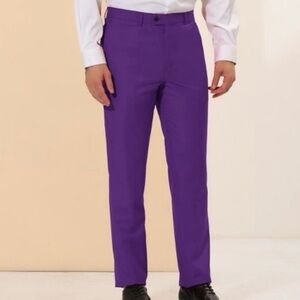 Lars Amadeus Men's Regular Fit Flat Front Chino Suit Pants. Purple 30. NWT